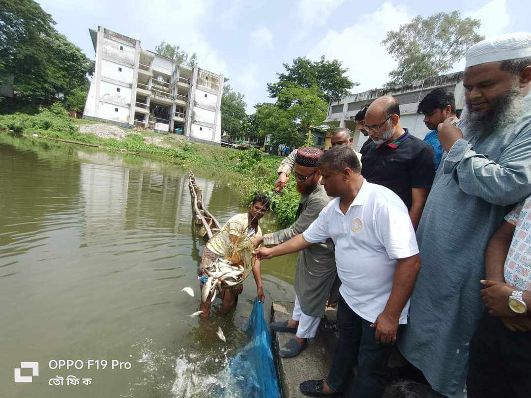ভালুকায় মাছের পোনা অবমুক্তকরণ করা হয়